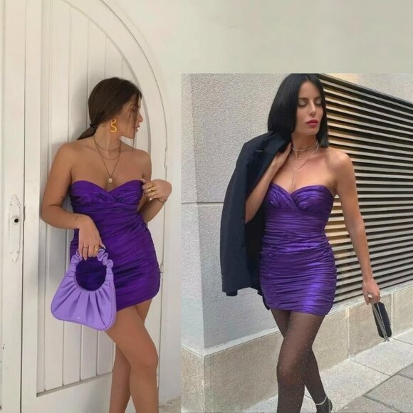 Zara Dresses & Skirts - NEW ZARA Bloggers Favorite Purple Draped Mini Dress,  Size M